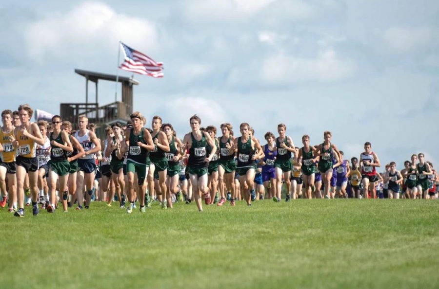 The+ZCHS+boys+cross+country+team+runs+in+the+meet+for+State+Champions+in+Terre+Haute+in+the+2017+season.