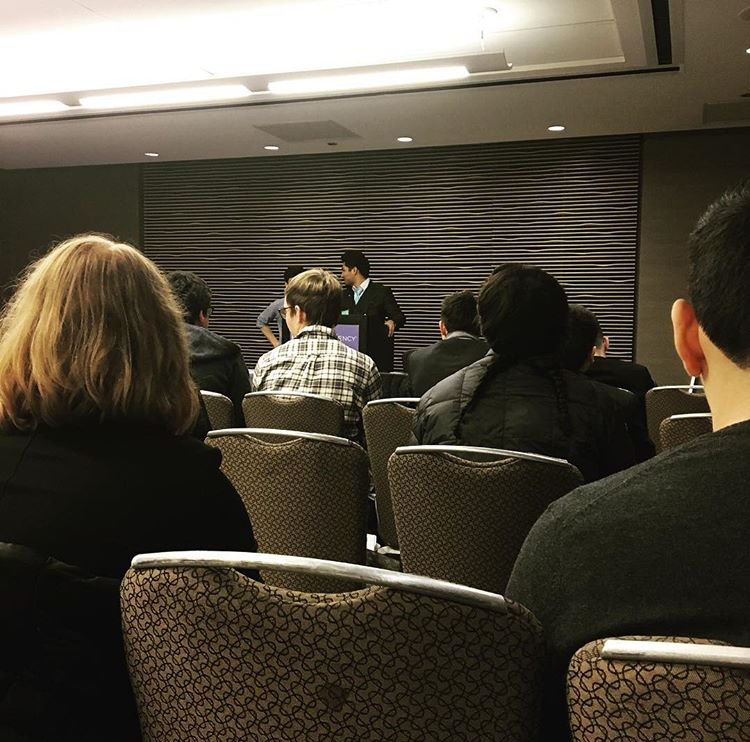 Zionsville Model United Nations club watches a presentation during their trip to Chicago. Photo provided by Brenna Ackert.